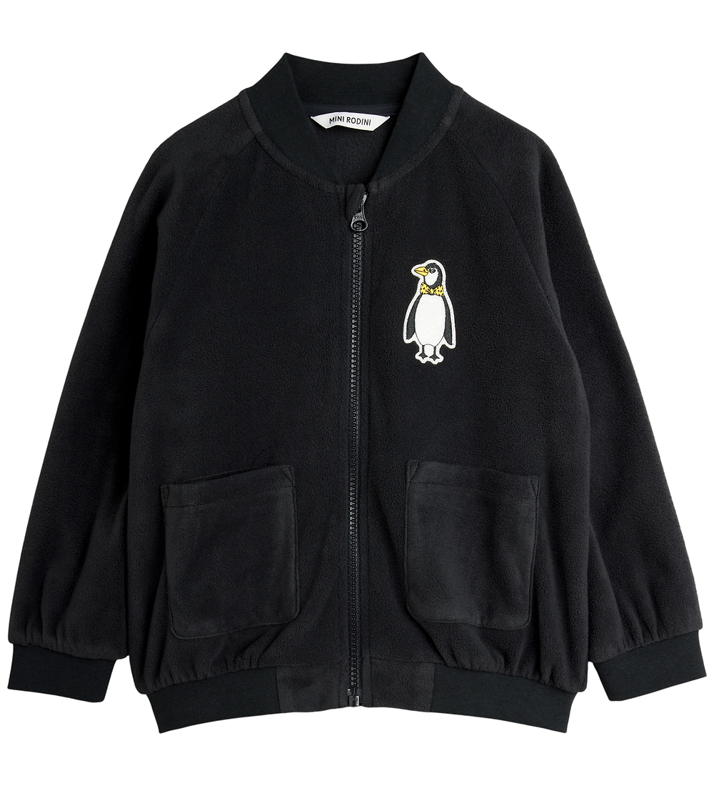 Mini Rodini Fleecejacke - Penguin Aufnäher - Schwarz - Mini Rodini - 10-11 Jahre (140-146) - Fleecejacken von Mini Rodini