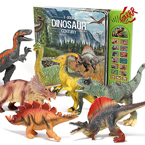 Dinosaurier Spielzeug mit Interaktives Buch&12 Stück Dinosaurier,Dinosaurier-Lernbuch mit Klang,Geschichtenerzählen und QA-Modus,Pädagogisches Spielzeug für Kinder,Jungen,Mädchen (Englische Version) von Mini Tudou