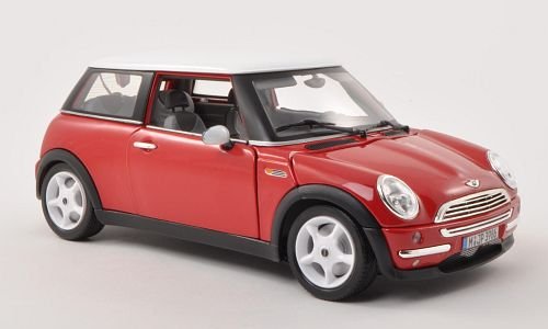 Mini Cooper, rot/weiss, 2001, Modellauto, Fertigmodell, Bburago 1:18 von MINI