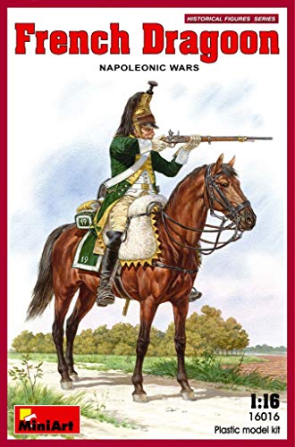 MiniArt 16016 1:16 Fig Franz. Dragooner Napol. Kriege-originalgetreue Nachbildung, Modellbau, Plastik Bausatz, Basteln, Hobby, Kleben, Modellbausatz, Zusammenbauen, unlackiert von MiniArt