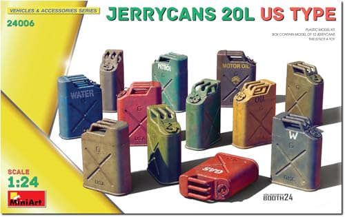 MiniArt 24006 1:24 US Kanister 20 Liter - originalgetreue Nachbildung, Modellbau, Plastik Bausatz, Basteln, Hobby, Kleben, Modellbausatz, Zusammenbauen von MiniArt