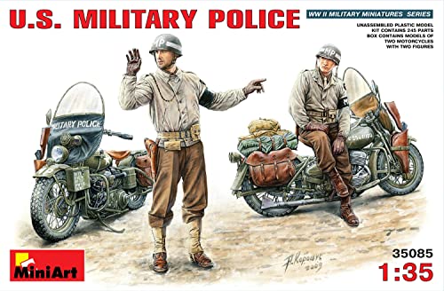 Mini Art 35085 1:35 US Millitärpolizei mit Motorrad (2) - originalgetreue Nachbildung, Modellbau, Plastik Bausatz, Modellbausatz, Militär Bausatz, 1:35 Plastikbausatz von MiniArt