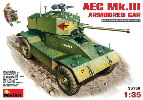 Mini Art 35159 1:35 Brit. Spähpanzer AEC Mk.III-originalgetreue Nachbildung, Modellbau, Plastik Bausatz, Basteln, Hobby, Kleben, Modellbausatz, Zusammenbauen, unlackiert von MiniArt
