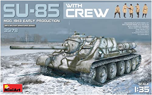MiniArt 35178 1:35 SU-85 Früh. Prod. 1943 m. BES. (5) - originalgetreue Nachbildung, Modellbau, Plastik Bausatz, Basteln, Hobby, Kleben, Modellbausatz, Zusammenbauen, unlackiert von MiniArt