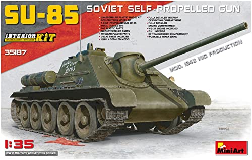 Mini Art 35187 1:35 SU-85 Mod.1943 Mit. Prod. Interieur - originalgetreue Nachbildung, Modellbau, Plastik Bausatz, Basteln, Hobby, Kleben, Modellbausatz, Zusammenbauen, unlackiert Mini Art 35187 1:35 SU-85 Mod.1943 Mit. Prod. Interieur - originalgetreue Nachbildung, Modellbau, Plastik Bausatz, Basteln, Hobby, Kleben, Modellbausatz, Zusammenbauen, unlackiert von MiniArt