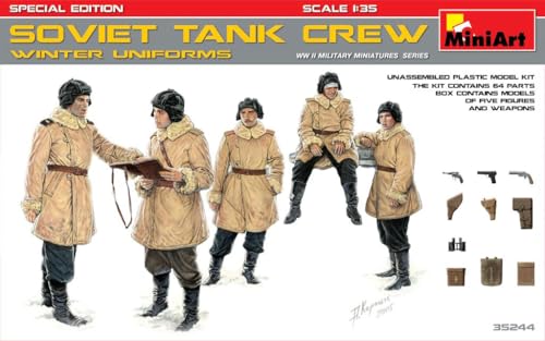 Mini Art 35244 1:35 Figuren Sov. Panzerbes. Winter (5) SE - originalgetreue Nachbildung, Modellbau, Plastik Bausatz, Basteln, Hobby, Kleben, Modellbausatz, Zusammenbauen, unlackiert von MiniArt