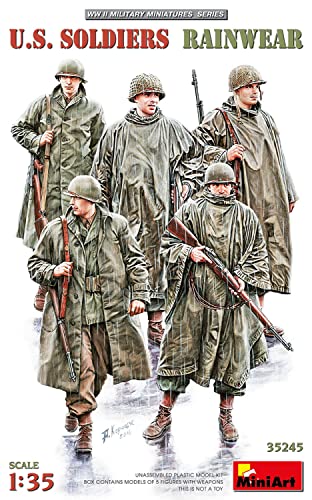 Mini Art 35245 1:35 Fig. US Soldaten m. Regenkeidung(5)-originalgetreue Nachbildung, Modellbau, Plastik Bausatz, Basteln, Hobby, Kleben, Modellbausatz, Zusammenbauen, unlackiert von MiniArt