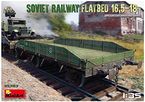 MiniArt 35303 1:35 Sov. Flachbettwaggon 16,5-18to.-originalgetreue Nachbildung, Modellbau, Plastik Bausatz, Basteln, Hobby, Kleben, Modellbausatz, Zusammenbauen, unlackiert, Grau von MiniArt