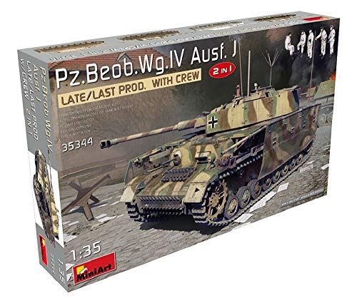 Mini Art 35344 1:35 Pz.Beob.Wg.IV AUSF.J Spät 2in1 (5)-originalgetreue Nachbildung, Modellbau, Plastik Bausatz, Basteln, Hobby, Kleben, Modellbausatz, Zusammenbauen, unlackiert von MiniArt