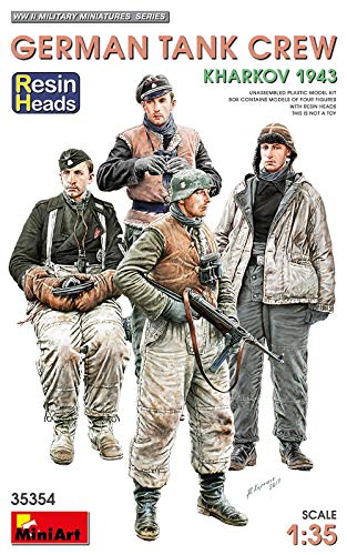 MiniArt 35354 1:35 Fig. Dt. Panzer Crew (4) Ka.43 Res. - originalgetreue Nachbildung, Modellbau, Plastik Bausatz, Basteln, Hobby, Kleben, Modellbausatz, Zusammenbauen, unlackiert von MiniArt