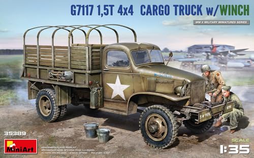 MiniArt 35389 1:35 US Transport-LKW G7117 Winde (2)-originalgetreue Nachbildung, Modellbau, Plastik Bausatz, Basteln, Hobby, Kleben, Modellbausatz, Zusammenbauen, unlackiert von MiniArt