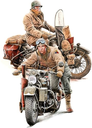 MiniArt 35422 1:35 U.S. Soldaten m. WLA Motorrädern - originalgetreue Nachbildung, Modellbau, Plastik Bausatz, Basteln, Hobby, Kleben, Modellbausatz, Zusammenbauen, unlackiert von MiniArt
