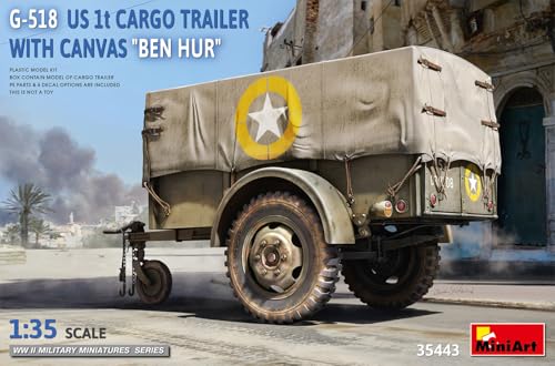 Mini Art 35443 1:35 US 1to. Cargo Trailer Ben Hur - originalgetreue Nachbildung, Modellbau, Plastik Bausatz, Basteln, Hobby, Kleben, Modellbausatz, Zusammenbauen, unlackiert von MiniArt