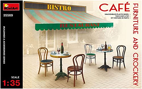 MiniArt 35569 1:35 Cafémöbel m. Geschirr - Modellbau, Plastik Bausatz, Basteln, Hobby, Kleben, Modellbausatz, Zusammenbauen, unlackiert, Verschieden von MiniArt