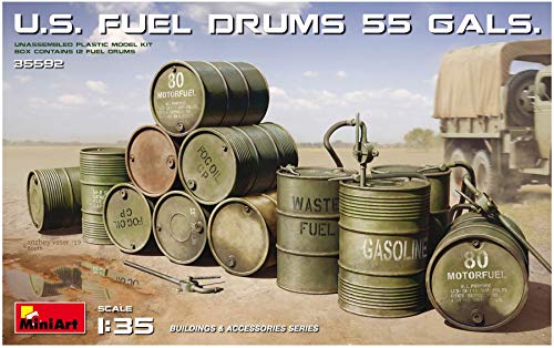 MiniArt 35592 1:35 US Kraftstofffässer 55 Gal. (12) - originalgetreue Nachbildung, Modellbau, Plastik Bausatz, Basteln, Hobby, Kleben, Modellbausatz, Zusammenbauen, unlackiert von MiniArt