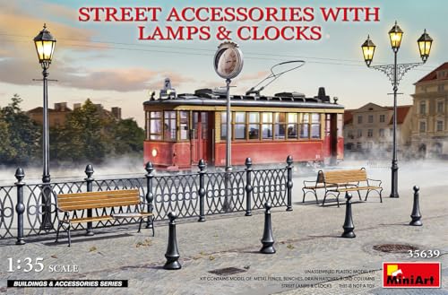 Mini Art 35639 1:35 Straßenzubehör-Set Laternen/Uhr-originalgetreue Nachbildung, Modellbau, Plastik Bausatz, Basteln, Hobby, Kleben, Modellbausatz, Zusammenbauen, unlackiert Mini Art 35639 1:35 Straßenzubehör-Set Laternen/Uhr-originalgetreue Nachbildung, Modellbau, Plastik Bausatz, Basteln, Hobby, Kleben, Modellbausatz, Zusammenbauen, unlackiert von MiniArt