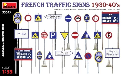MiniArt 35645 1:35 Verkehrsschilder Frankreich 1930-40 - originalgetreue Nachbildung, Modellbau, Plastik Bausatz, Basteln, Hobby, Kleben, Modellbausatz, Zusammenbauen, unlackiert von MiniArt