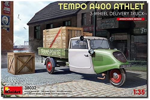 MiniArt 38032 1:35 Tempo A400 Athlet 3-Rad Transporter - originalgetreue Nachbildung, Modellbau, Plastik Bausatz, LKW Bausatz, Auto Bausatz, Bausatz für Erwachsene von MiniArt