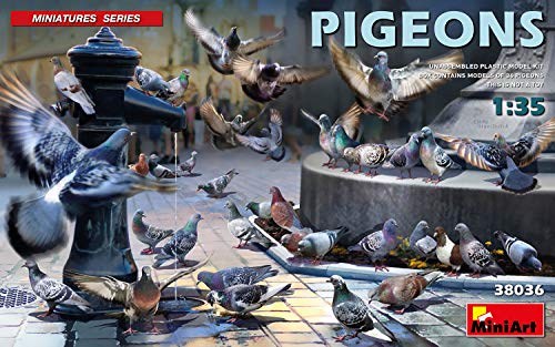 MiniArt 38036 1:35 Fig. Tauben (36)-originalgetreue Nachbildung, Modellbau, Plastik Bausatz, Basteln, Hobby, Kleben, Modellbausatz, Zusammenbauen, unlackiert, Verschieden von MiniArt