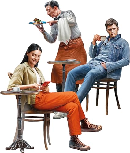 MiniArt 38085 1:35 Kellner und Café Besucher - Set - originalgetreue Nachbildung, Modellbau, Plastik Bausatz, Basteln, Hobby, Kleben, Modellbausatz, Zusammenbauen, unlackiert von MiniArt