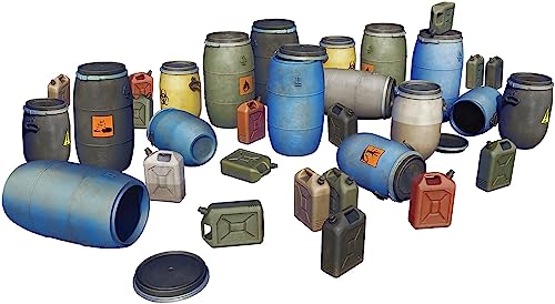 MiniArt 49010 1:48 Kunstoff Kanister & Fässer (32) - originalgetreue Nachbildung, Modellbau, Plastik Bausatz, Modellbausatz, Diorama Bausatz, Plastikmodellbau, Geformte Farbe von MiniArt