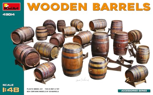 Mini Art 49014 1:48 Holzfässer (20)-originalgetreue Nachbildung, Modellbau, Plastik Bausatz, Basteln, Hobby, Kleben, Modellbausatz, Zusammenbauen, unlackiert, White von MiniArt