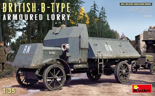 Mini Art 39006 1:35 Brit. WWI LKW B-Typ gepanzert - originalgetreue Nachbildung, Modellbau, Plastik Bausatz, Basteln, Hobby, Kleben, Modellbausatz, Zusammenbauen, unlackiert von MiniArt