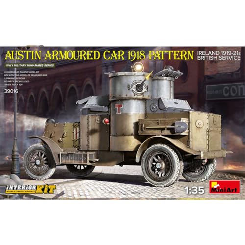 Mini Art 39016 1:35 Austin Spähpanzer 1918 IRL. Inter.- originalgetreue Nachbildung, Modellbau, Plastik Bausatz, Basteln, Hobby, Kleben, Modellbausatz, Zusammenbauen, unlackiert von MiniArt