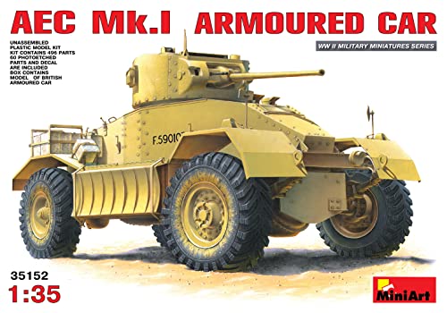 Mini Art 35152 1:35 Brit. Spähpanzer AEC Mk.I-originalgetreue Nachbildung, Modellbau, Plastik Bausatz, Basteln, Hobby, Kleben, Modellbausatz, Zusammenbauen, unlackiert von MiniArt
