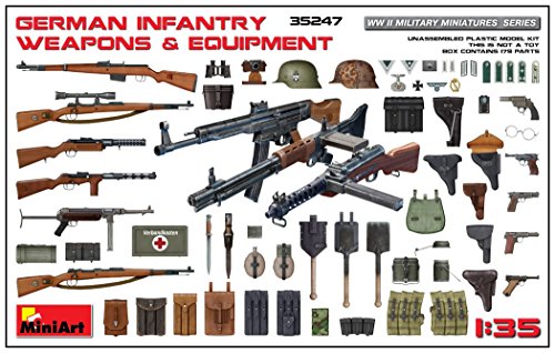 Mini Art 35247 1:35 Deutsche Infanterie Waffen-/Zubehör-Set - originalgetreue Nachbildung, Modellbau, Plastik Bausatz, Basteln, Hobby, Kleben, Modellbausatz, Zusammenbauen, unlackiert von MiniArt