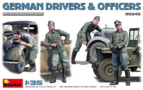 MiniArt 35345 1:35 Fig. Dt. Kraftfahrer/Offiziere (4) - originalgetreue Nachbildung, Modellbau, Plastik Bausatz, Basteln, Hobby, Kleben, Modellbausatz, Zusammenbauen, unlackiert von MiniArt