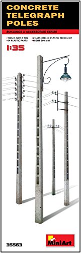 MiniArt 35563 1:35 Telepraghenmasten Beton - originalgetreue Nachbildung, Modellbau, Plastik Bausatz, Basteln, Hobby, Kleben, Modellbausatz, Zusammenbauen, unlackiert, Verschieden von MiniArt