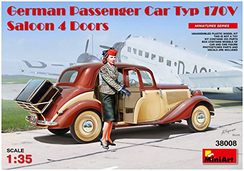 MiniArt 38008 1:35 Dt. PKW Typ 170V 4-Tür-Limousine - originalgetreue Nachbildung, Modellbau, Plastik Bausatz, LKW Bausatz, Auto Bausatz, Bausatz für Erwachsene von MiniArt