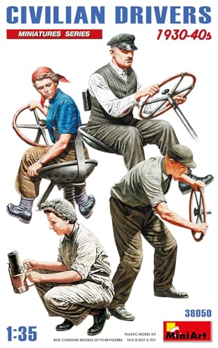 MiniArt 38050 1:35 Fig. Zivile Kraftfahrer 1930-40 (4)-originalgetreue Nachbildung, Modellbau, Plastik Bausatz, Basteln, Hobby, Kleben, Modellbausatz, Zusammenbauen, unlackiert von MiniArt