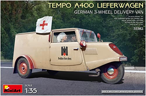 Mini Art 35382 1:35 Tempo A400 Lieferwagen RK 3Rad - originalgetreue Nachbildung, Modellbau, Plastik Bausatz, Basteln, Hobby, Kleben, Modellbausatz, Zusammenbauen, unlackiert von MiniArt