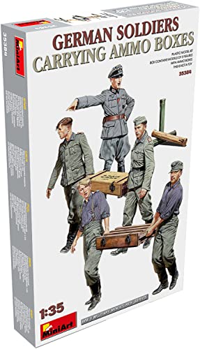 Mini Art 35384 1:35 Fig. Dt. Soldaten m. Mun.-Kisten(5) - originalgetreue Nachbildung, Modellbau, Plastik Bausatz, Basteln, Hobby, Kleben, Modellbausatz, Zusammenbauen, unlackiert von MiniArt