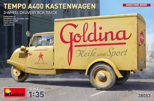 Mini Art 38053 1:35 Tempo A400 3 Rad Lieferwagen - originalgetreue Nachbildung, Modellbau, Plastik Bausatz, Basteln, Hobby, Kleben, Modellbausatz, Zusammenbauen, unlackiert Mini Art 38053 1:35 Tempo A400 3 Rad Lieferwagen - originalgetreue Nachbildung, Modellbau, Plastik Bausatz, Basteln, Hobby, Kleben, Modellbausatz, Zusammenbauen, unlackiert von MiniArt