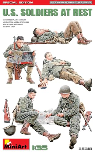 Mini Art 550035318 Militär MiniArt 35318 1:35 Fig. US Soldaten In Ruhe SE (5) -originalgetreue Nachbildung, Modellbau, Plastik Bausatz, Basteln, Hobby, Kleben, Modellbausatz, Zusammenbauen, unlackiert von MiniArt