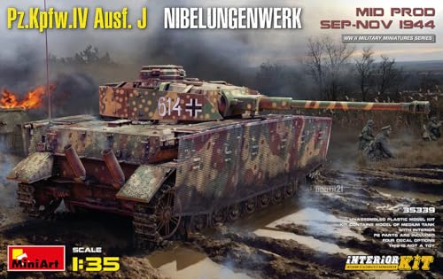 Mini Art 35339 1:35 Pz.Kpfw.IV AUSF.J Sep44 Nibe. Int.-originalgetreue Nachbildung, Modellbau, Plastik Bausatz, Basteln, Hobby, Kleben, Modellbausatz, Zusammenbauen, unlackiert von MiniArt