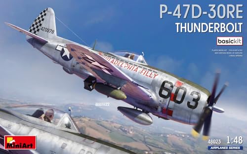 Mini Art 48023 1:48 P-47D-30RE Thunderbolt Basic Kit - originalgetreue Nachbildung, Modellbau, Plastik Bausatz, Basteln, Hobby, Kleben, Modellbausatz, Zusammenbauen, unlackiert Mini Art 48023 1:48 P-47D-30RE Thunderbolt Basic Kit - originalgetreue Nachbildung, Modellbau, Plastik Bausatz, Basteln, Hobby, Kleben, Modellbausatz, Zusammenbauen, unlackiert von MiniArt