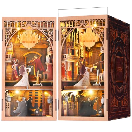 MiniCity Book Nook, Miniatur Puppenhaus Booknook Kit, 3D Holz Puzzle Buchstütze Bücherregal einfügen Dekor mit LED-Licht für Jugendliche und Erwachsene (Phantom of The Opera) von MiniCity
