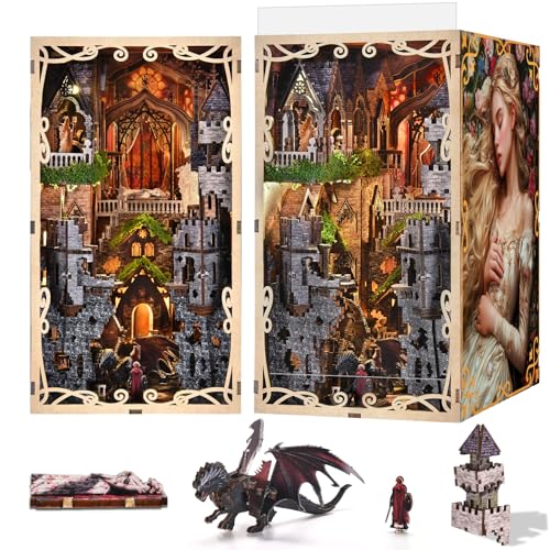 MiniCity Book Nook Kit, 3D Holzpuzzle Buchstütze Bücherregaleinsatz Dekoration für Jugendliche und Erwachsene-Sleeping Beauty von MiniCity