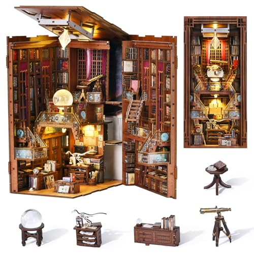 MiniCity Book Nook Kit, DIY Miniatur Puppenhaus Booknook Kit, 3D Holz Puzzle Buchstütze Bücherregal einfügen Dekor für Jugendliche und Erwachsene (Beyond Library) von MiniCity