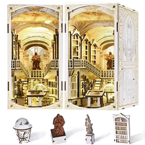 MiniCity Book Nook Kit - Miniatur-DIY - Puppenhaus - 3D-Holzpuzzle - Buchstütze - Bücherregal - Dekoration mit LED-Licht für Jugendliche und Erwachsene (Library of Gods) von MiniCity