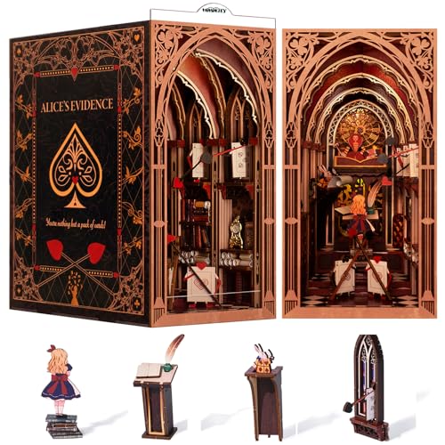 MiniCity Book Nook Kit, DIY Puppenhäuser Miniatur Haus Kit, 3D Plus Holzpuzzle Bücherecke Bücherregal Insert Dekor Kreativität Modellbausätze mit LED-Licht für Erwachsene (Dreamland) von MiniCity