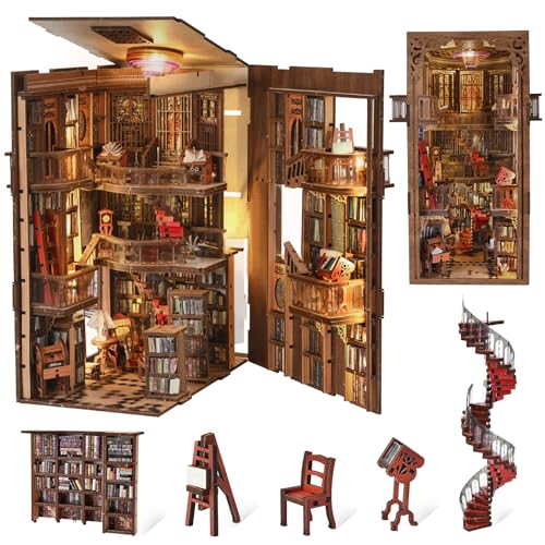 MiniCity Book Nook Kit, DIY Puppenhaus Buch Ecke Miniatur Kit für Erwachsene Teens, 3D Holzpuzzle Bücherecke Bücherregaleinsatz (Abbey Library) von MiniCity