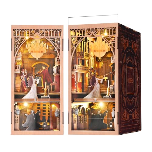 MiniCity Book Nook Kit Buchstützen DIY Miniatur Haus 3D Puzzles Holz Book Nook für Erwachsene Modellbausatz Weihnachten Geburtstag Geschenke (Phantom of The Opera) von MiniCity