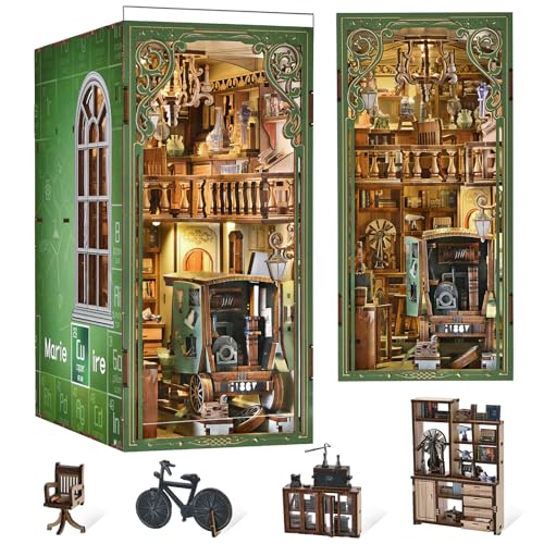 MiniCity Book Nook Kit DIY Miniatur Kit Buchstütze 3D Holzpuzzle mit Staubschutzhülle für Bastelenthusiasten (The Radium Lady) von MiniCity