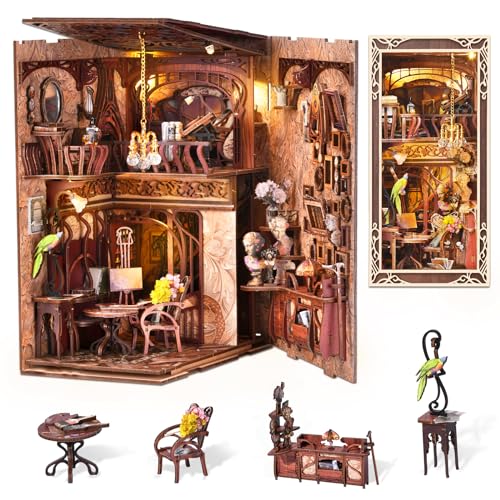 MiniCity Book Nook Kit, DIY Miniatur Puppenhaus Booknook Kit, 3D Holzpuzzle Buchstütze Bücherregal Dekoration mit LED-Licht für Jugendliche und Erwachsene (Painter's Day at Dusk) von MiniCity