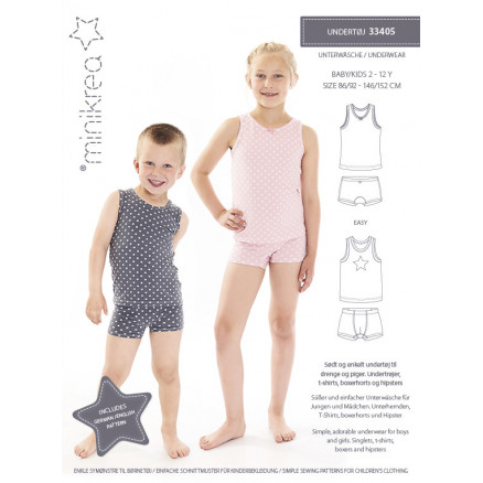 MiniKrea Schnittmuster 33405 Unterwäsche - Papiervorlage Größe 2-12 Ja von MiniKrea